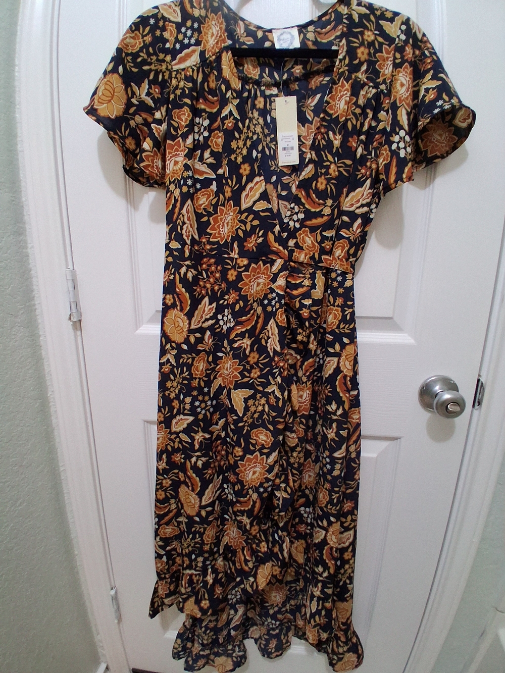 Blue Rain Navy Floral Wrap Dress